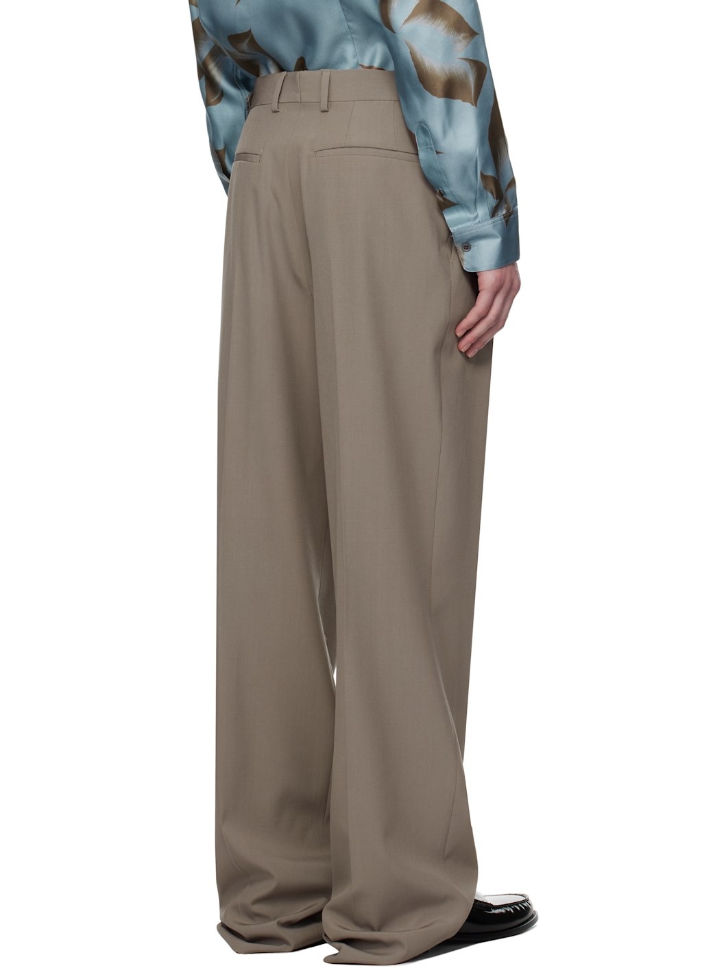 Gray Wool Straight Trousers - 3