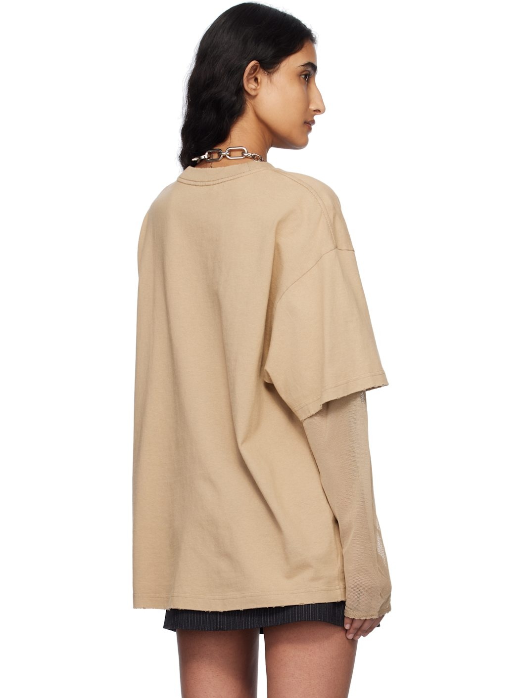 Beige Layered Print T-shirt - 3