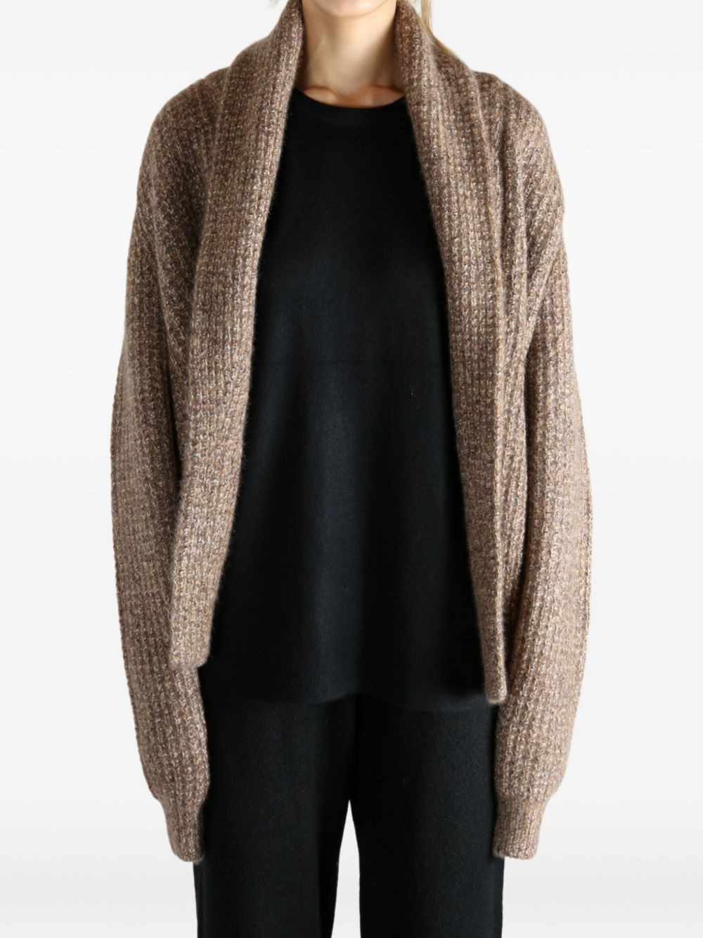 shawl-collar ribbed cardigan - 2
