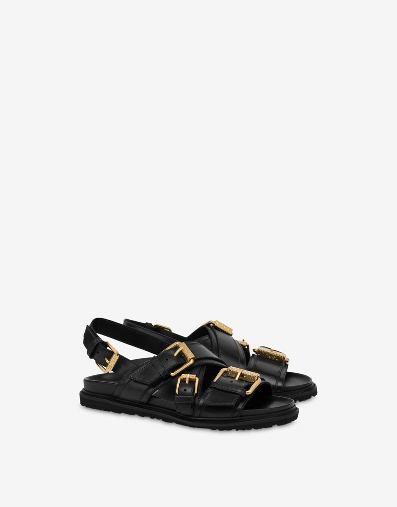 MULTI BUCKLES CALFSKIN SANDALS 1
