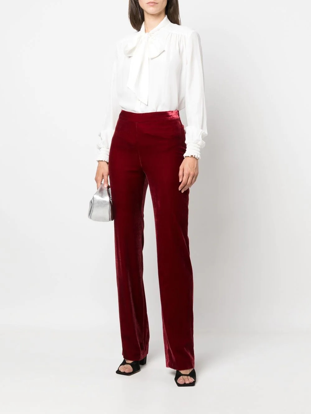 velvet high-waisted trousers - 2
