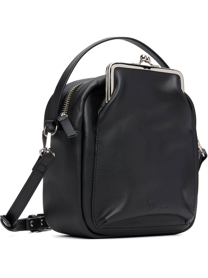 Y's Black Cow Leather Metal Clasp Box Bag outlook