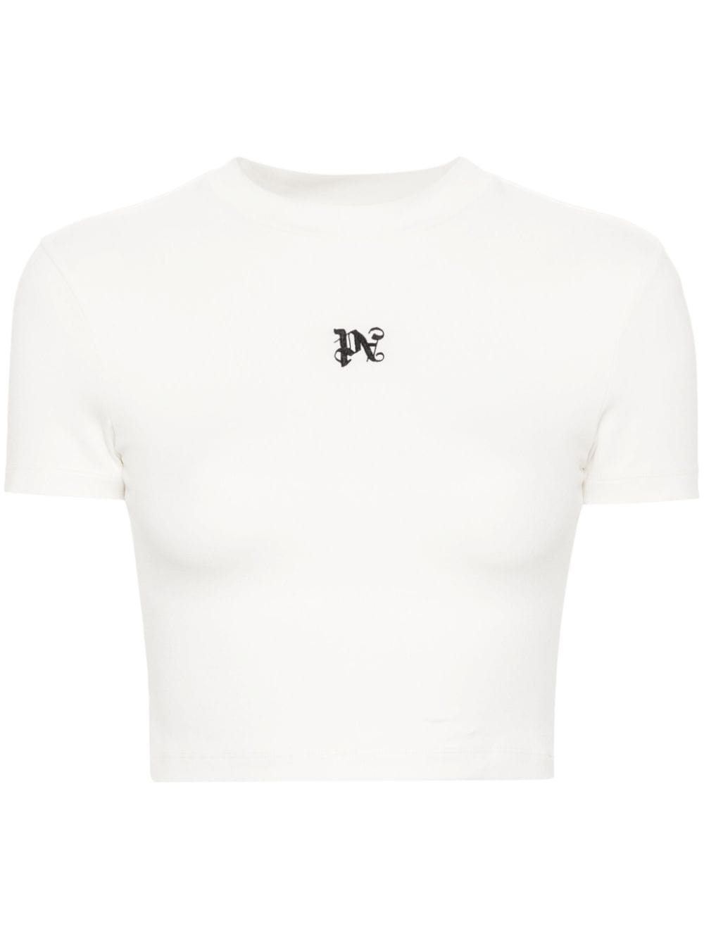 logo-embroidered cropped T-shirt - 1