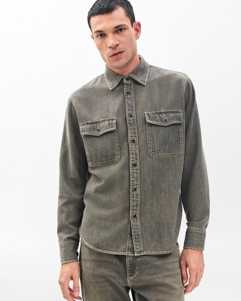 Jack Infuse Denim Shirt Ultra Featherweight in Infuse Grey Olive 5