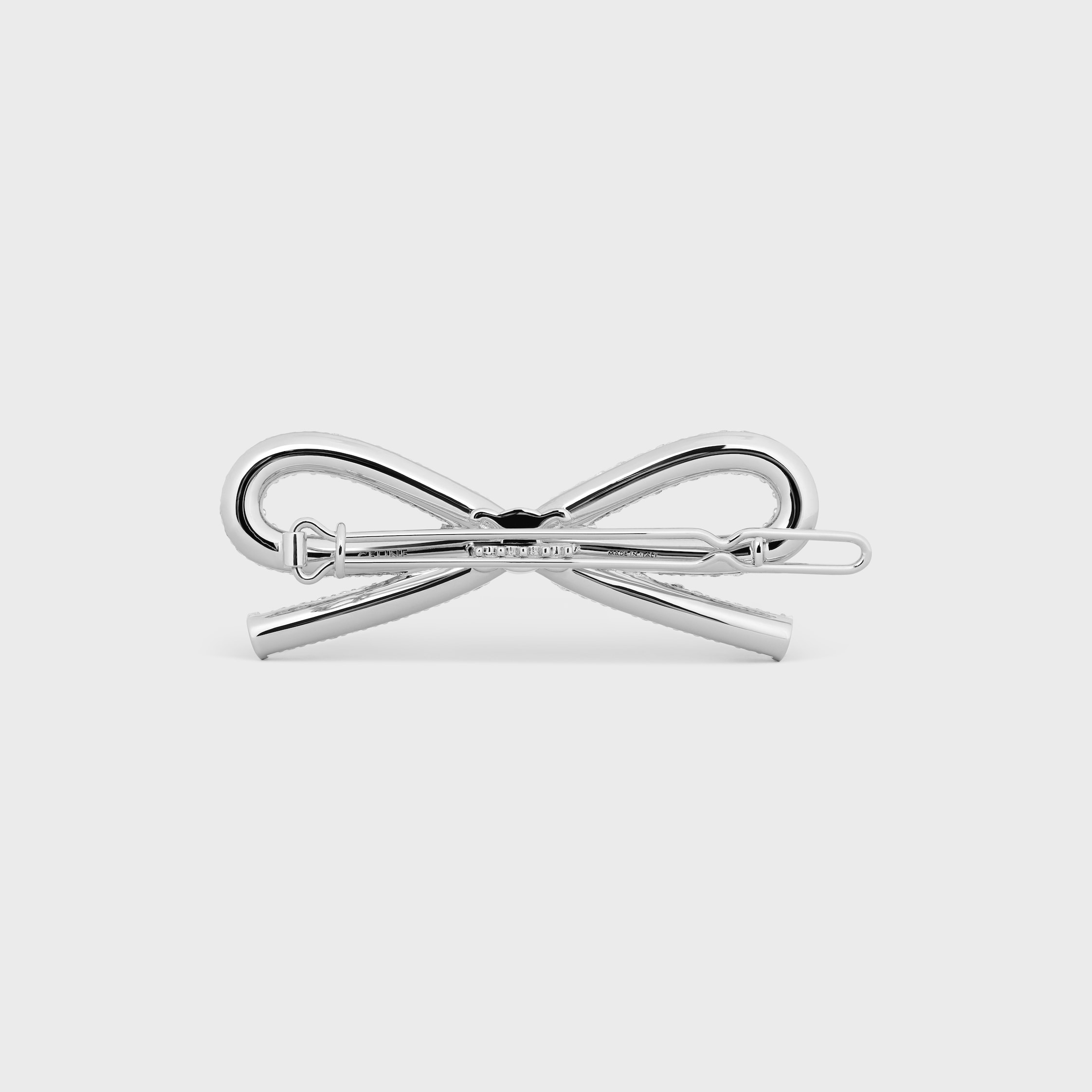 Celine Bow Hair Clip in Strass and Brass with Rhodium Finish - 3