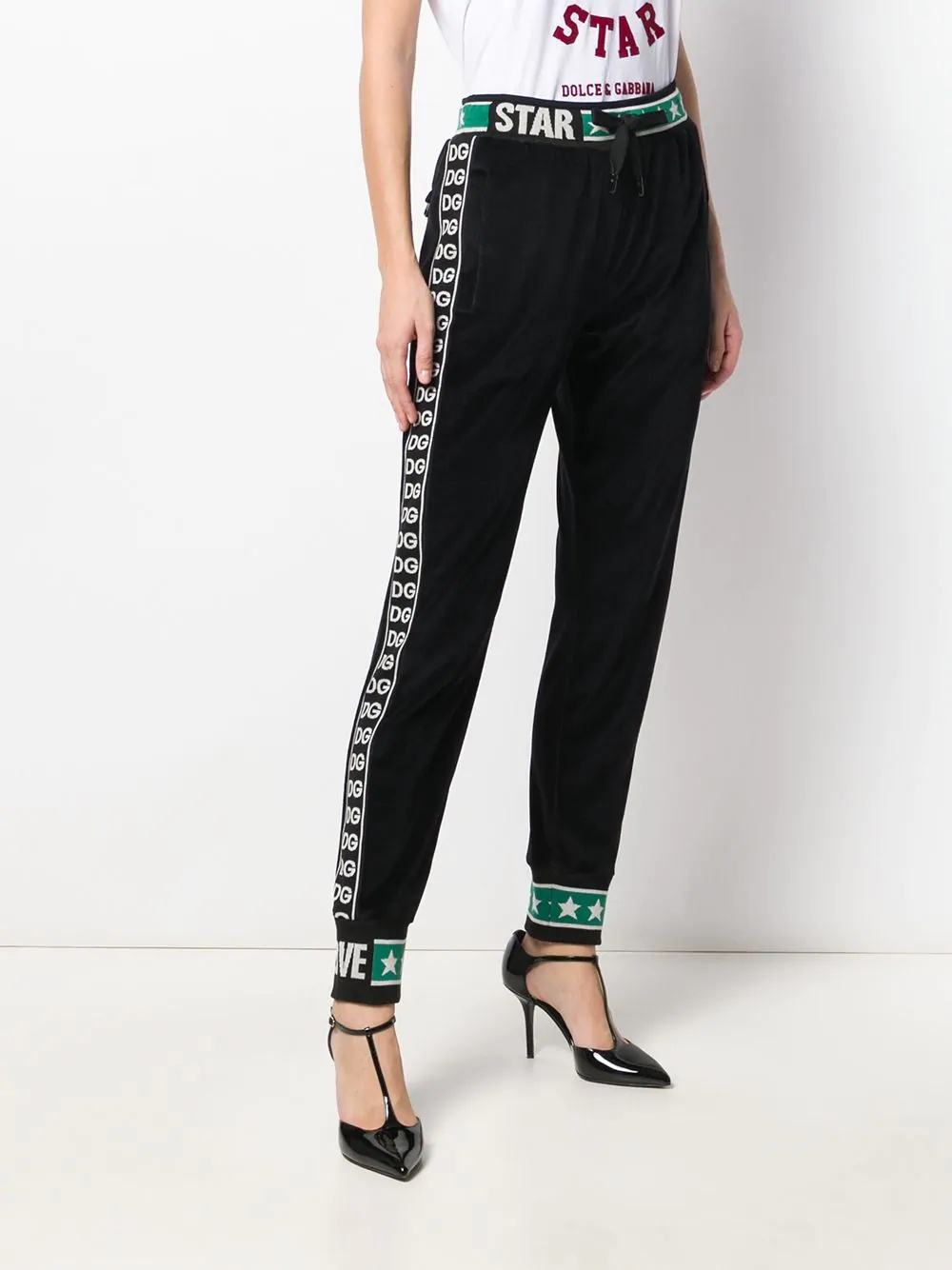 cuffed logo stripe track pants - 3