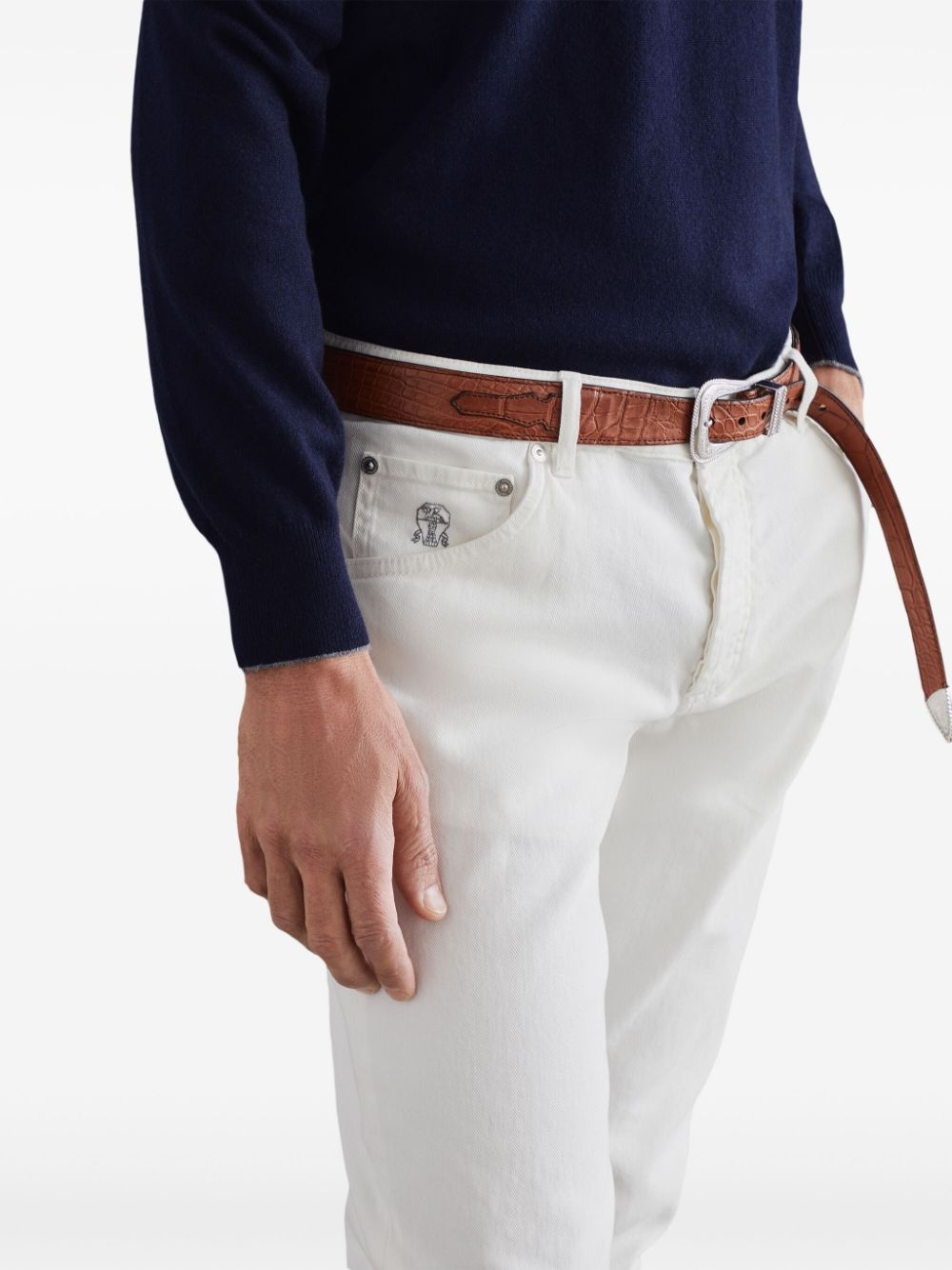 logo-embroidered regular-fit jeans - 5