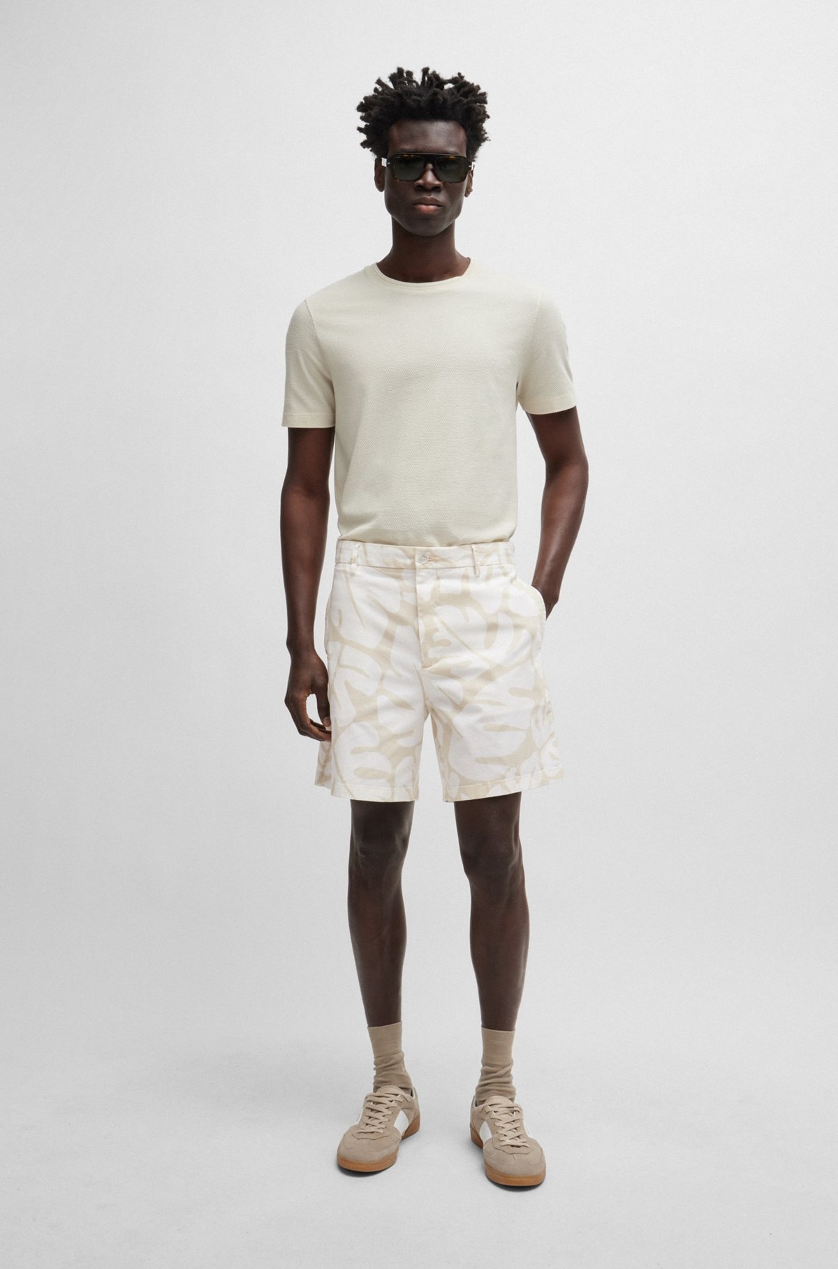 REGULAR-FIT SHORTS IN PRINTED STRETCH-COTTON TWILL - 3