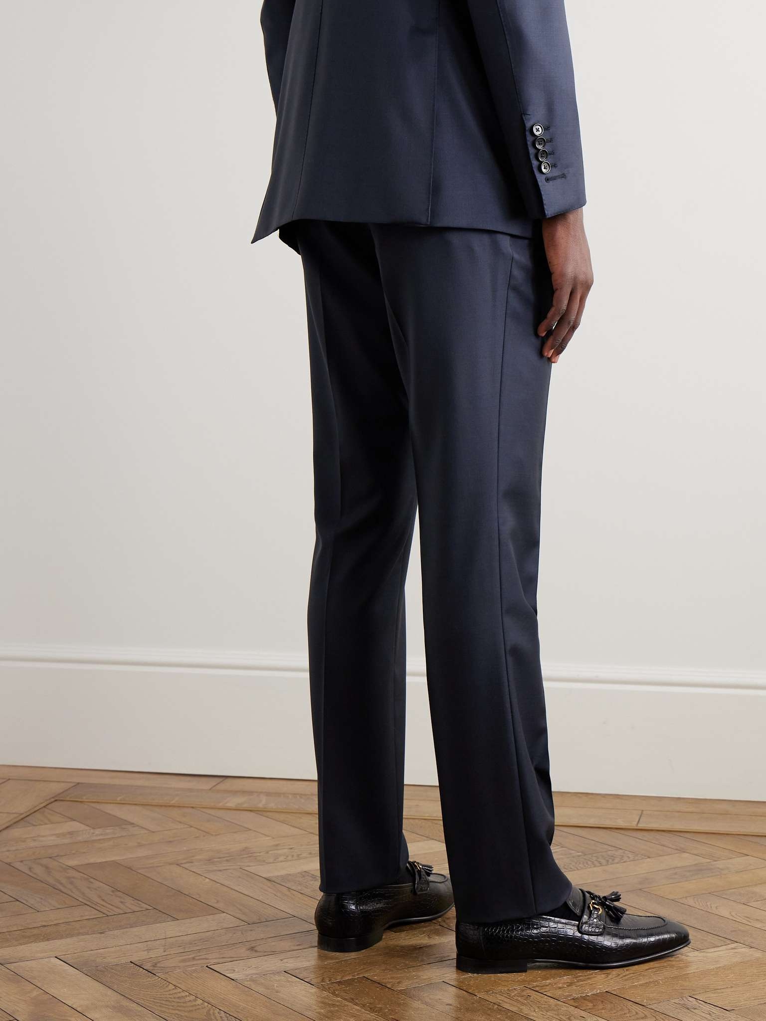 Shelton Straight-Leg Sharkskin Wool Trousers - 4