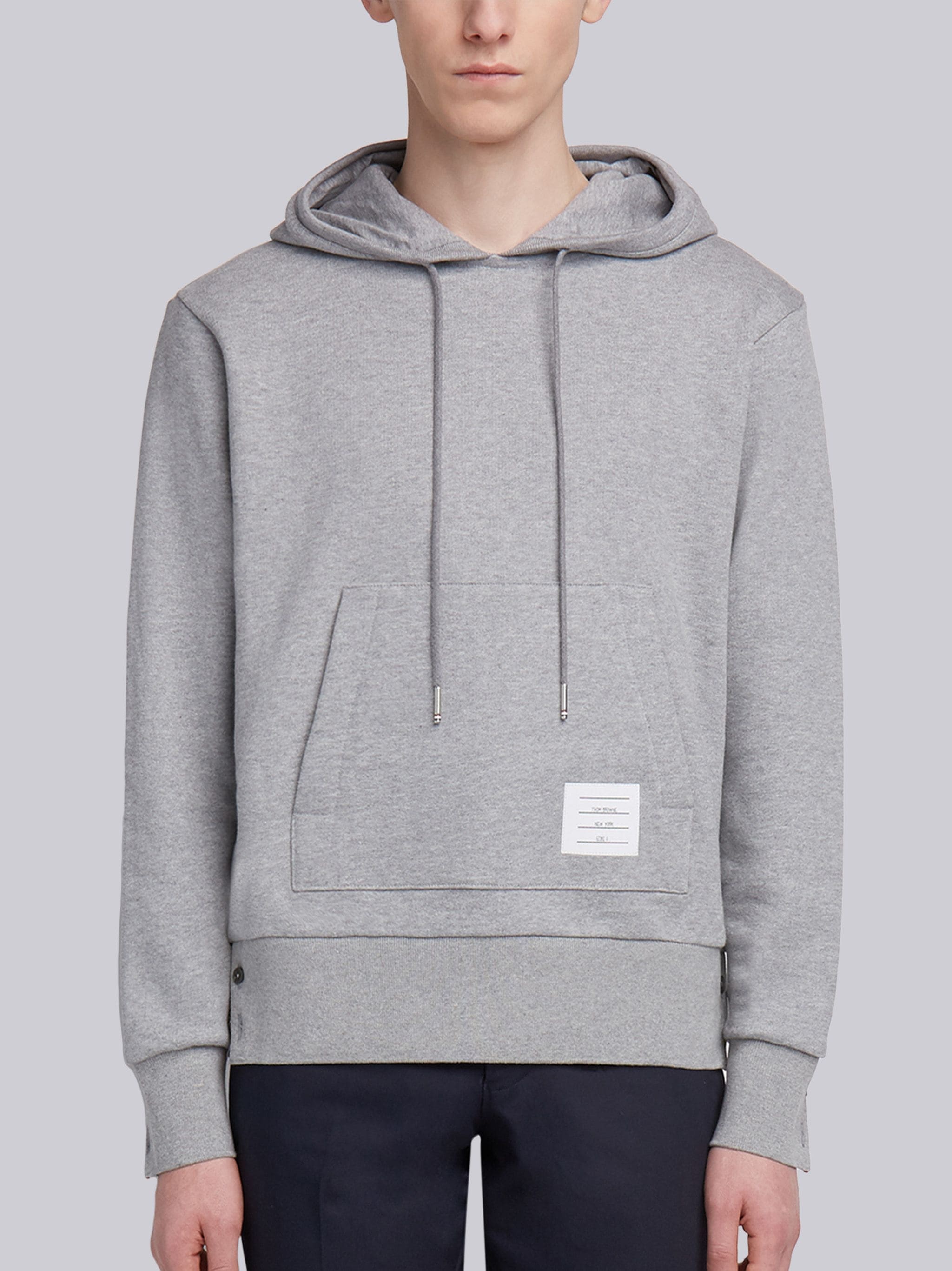 Thom Browne Center-Back Stripe Zip-Up Hoodie - Grey