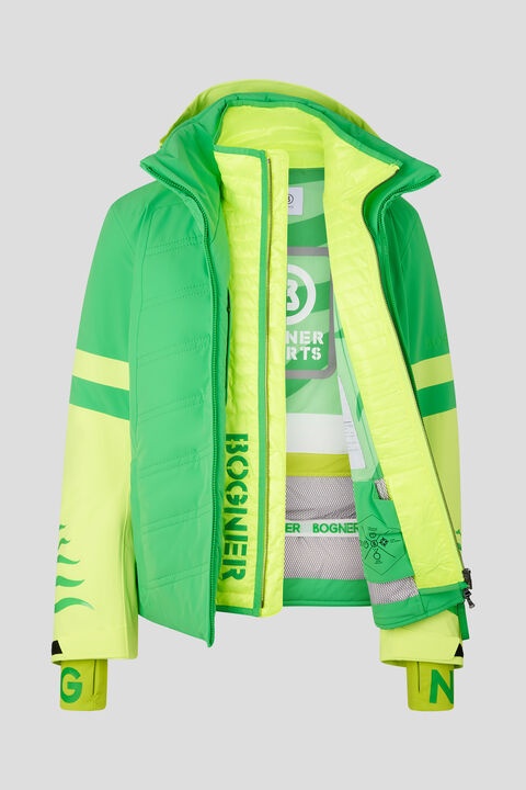 Fedor Ski jacket in Green/Neon yellow - 2
