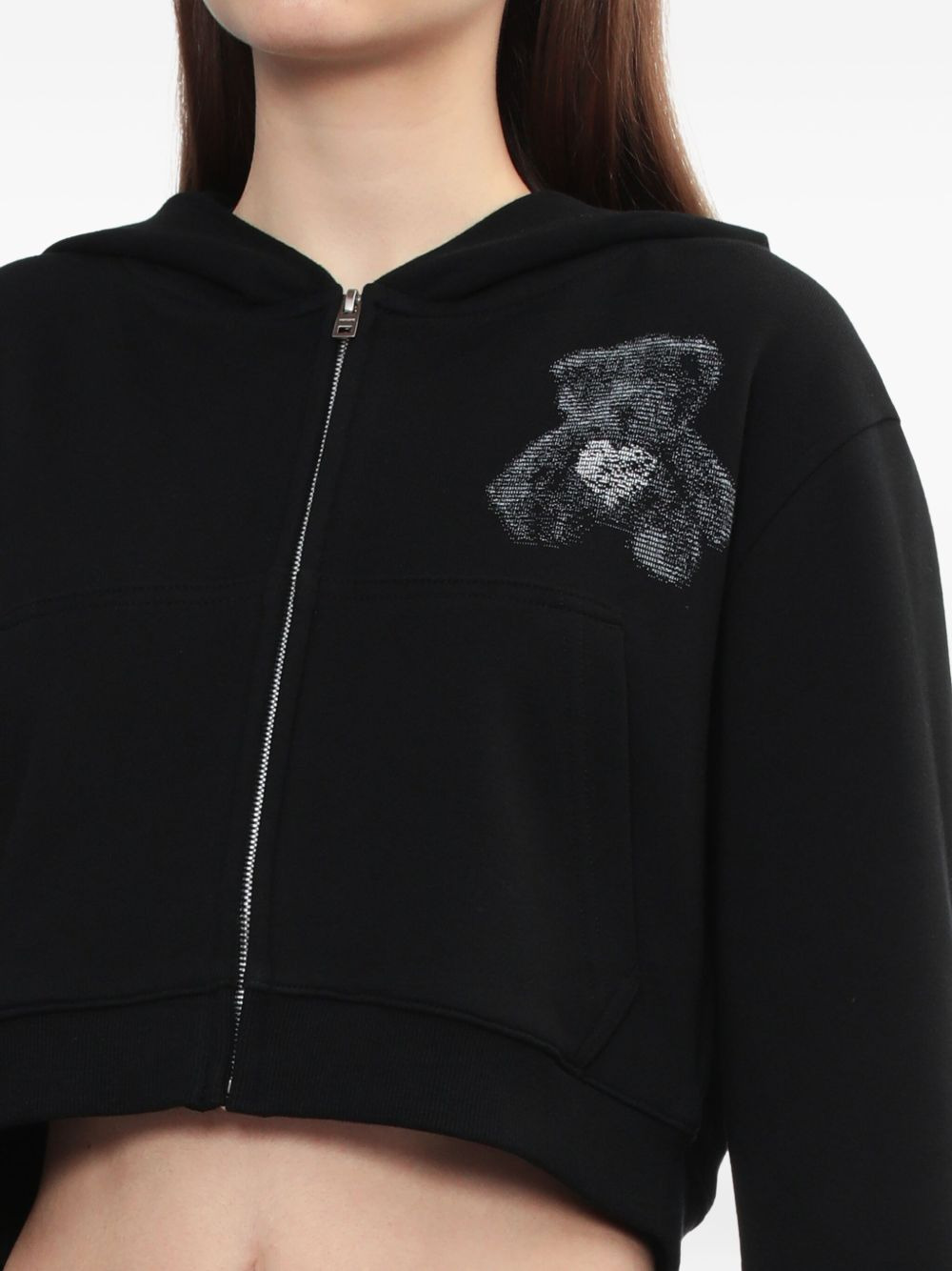 bear-print zip-up hoodie - 5