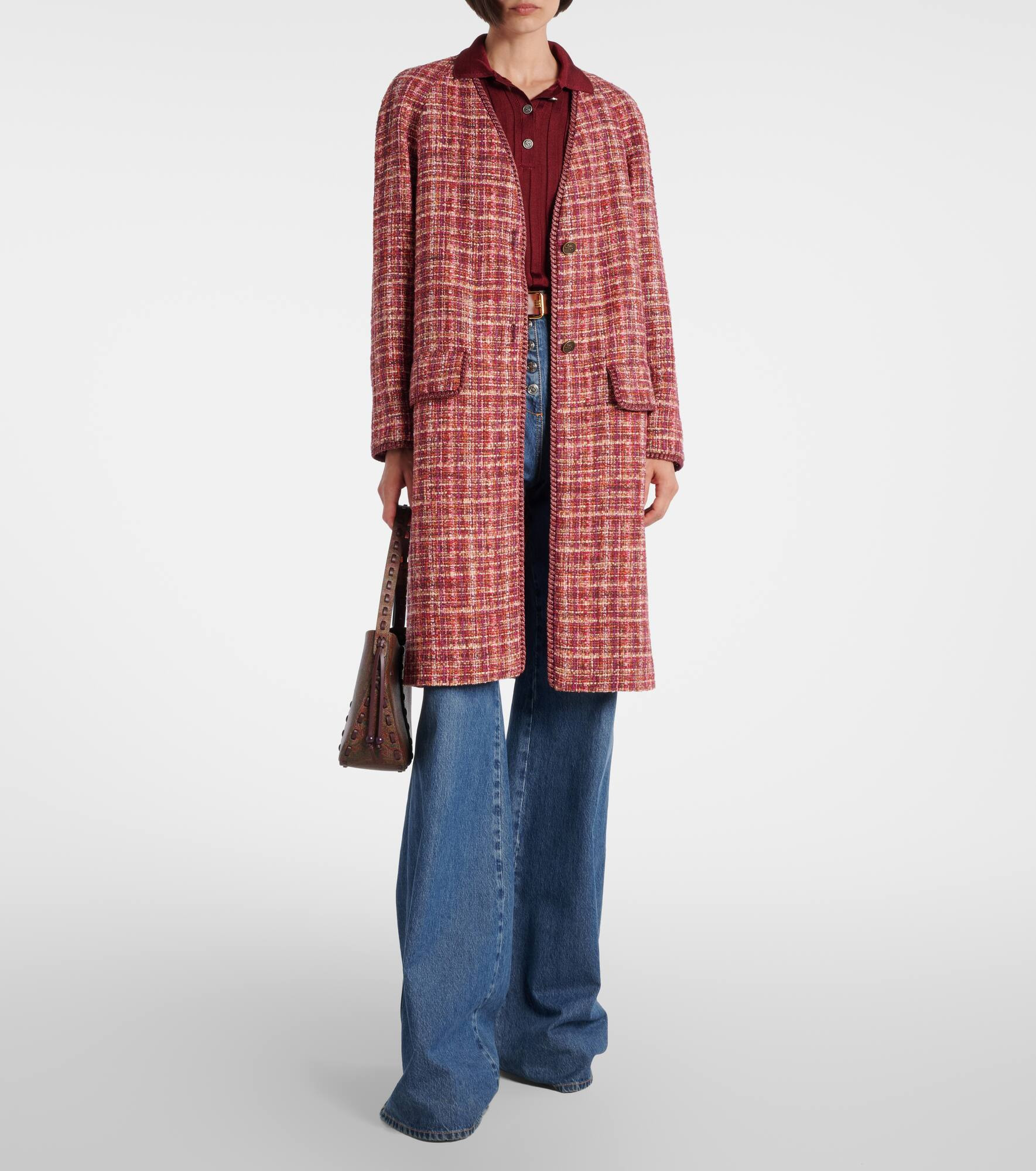 Checked cotton and wool-blend coat - 2