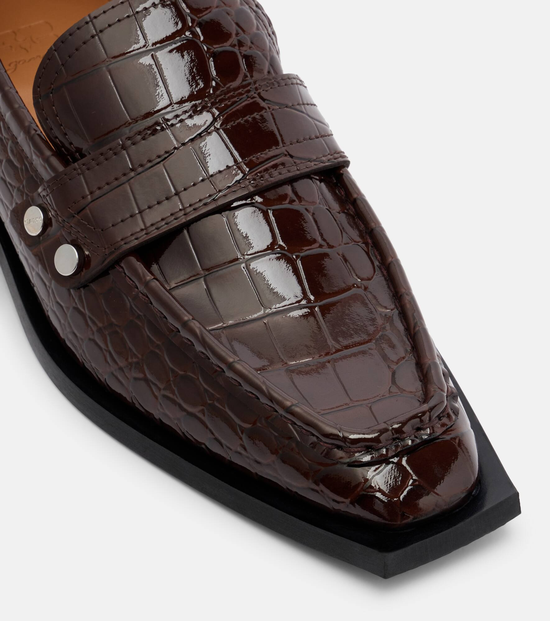 Studs faux leather loafers - 5