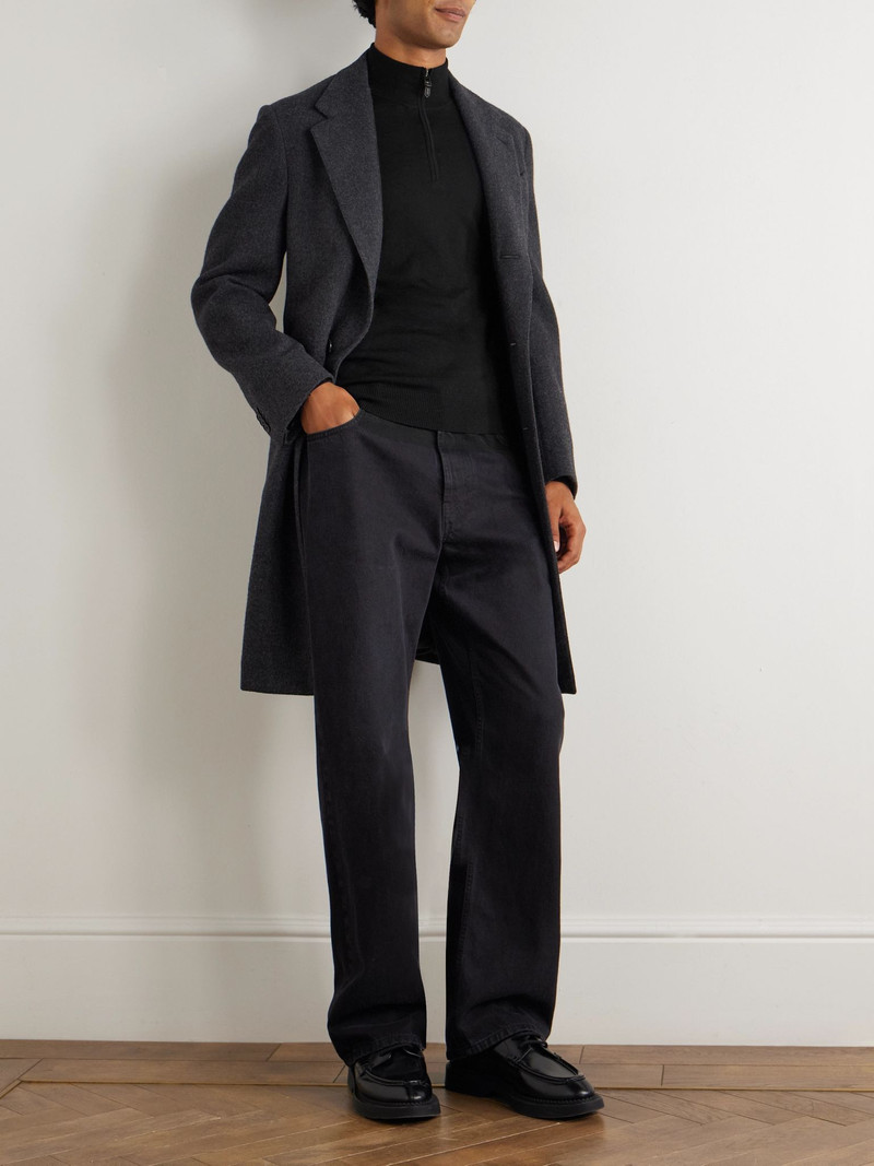 Canali Slim-Fit Wool Half-Zip Sweater Black outlook