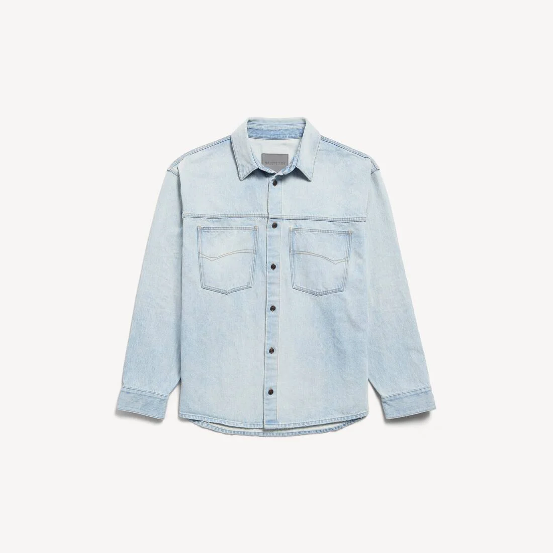 Men's Denim Long Sleeve Shirt in Light Blue - 1