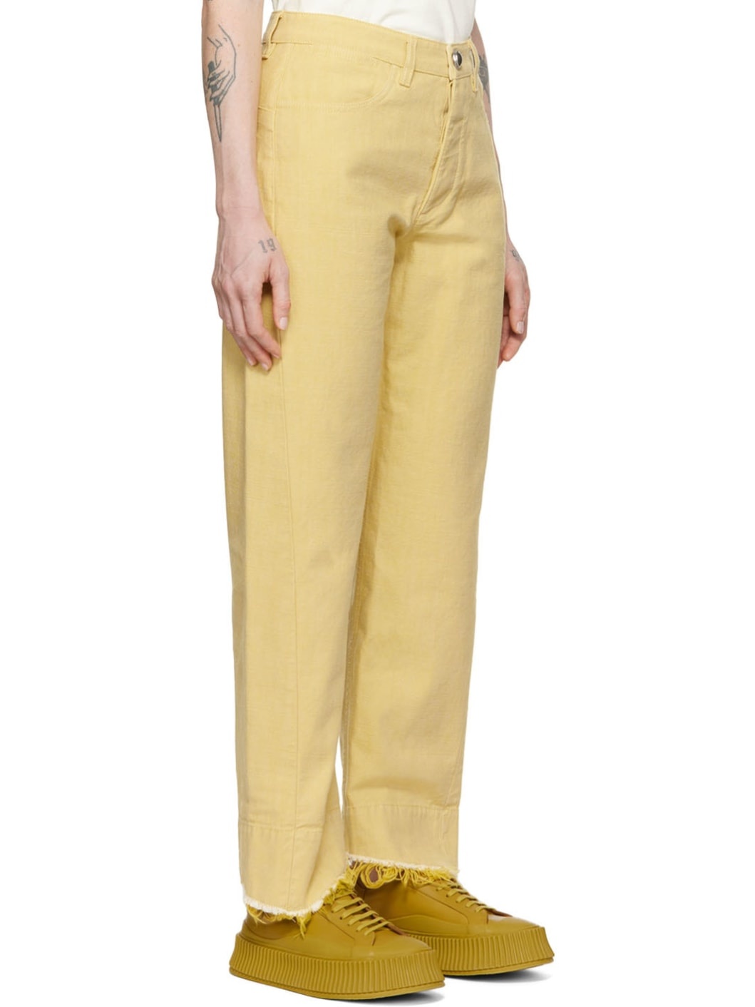 Yellow Raw-Cuff Jeans - 2