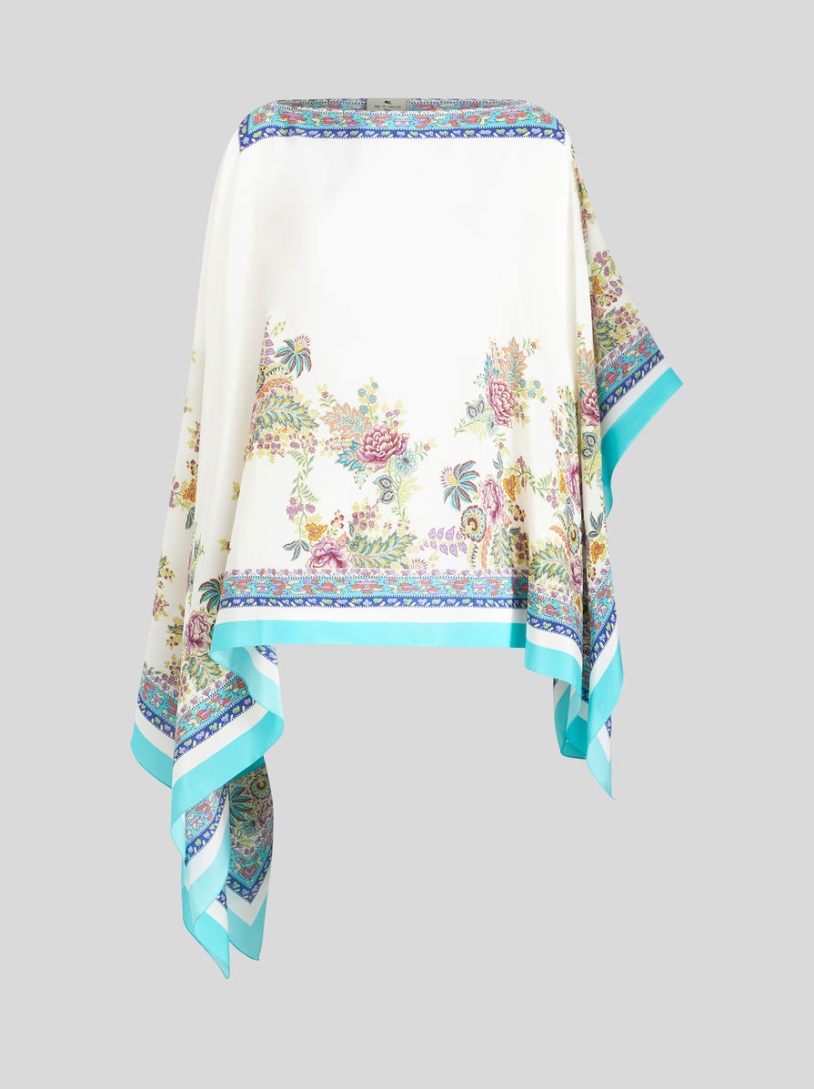 PRINTED SILK PONCHO - 1