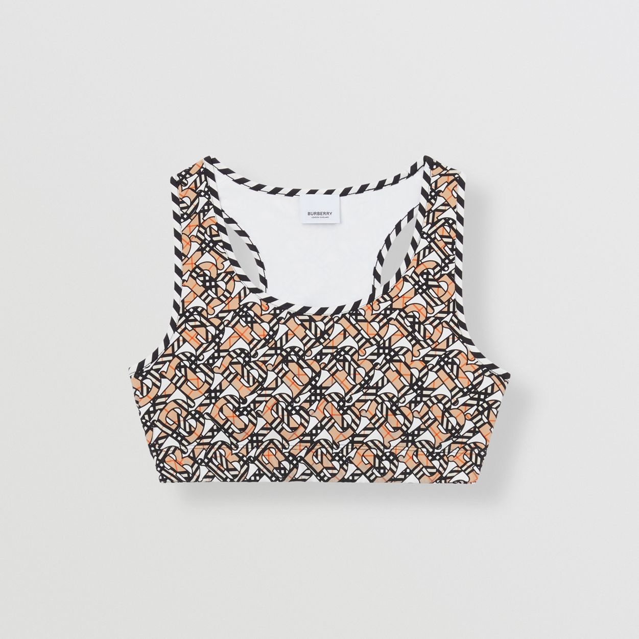 Monogram Print Stretch Nylon Cropped Top - 1