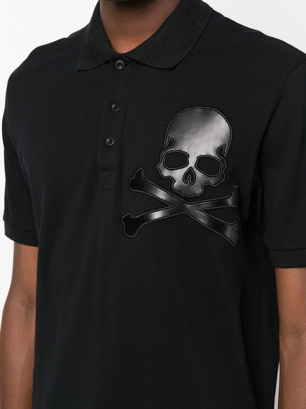 Skull-patch cotton polo shirt - 5