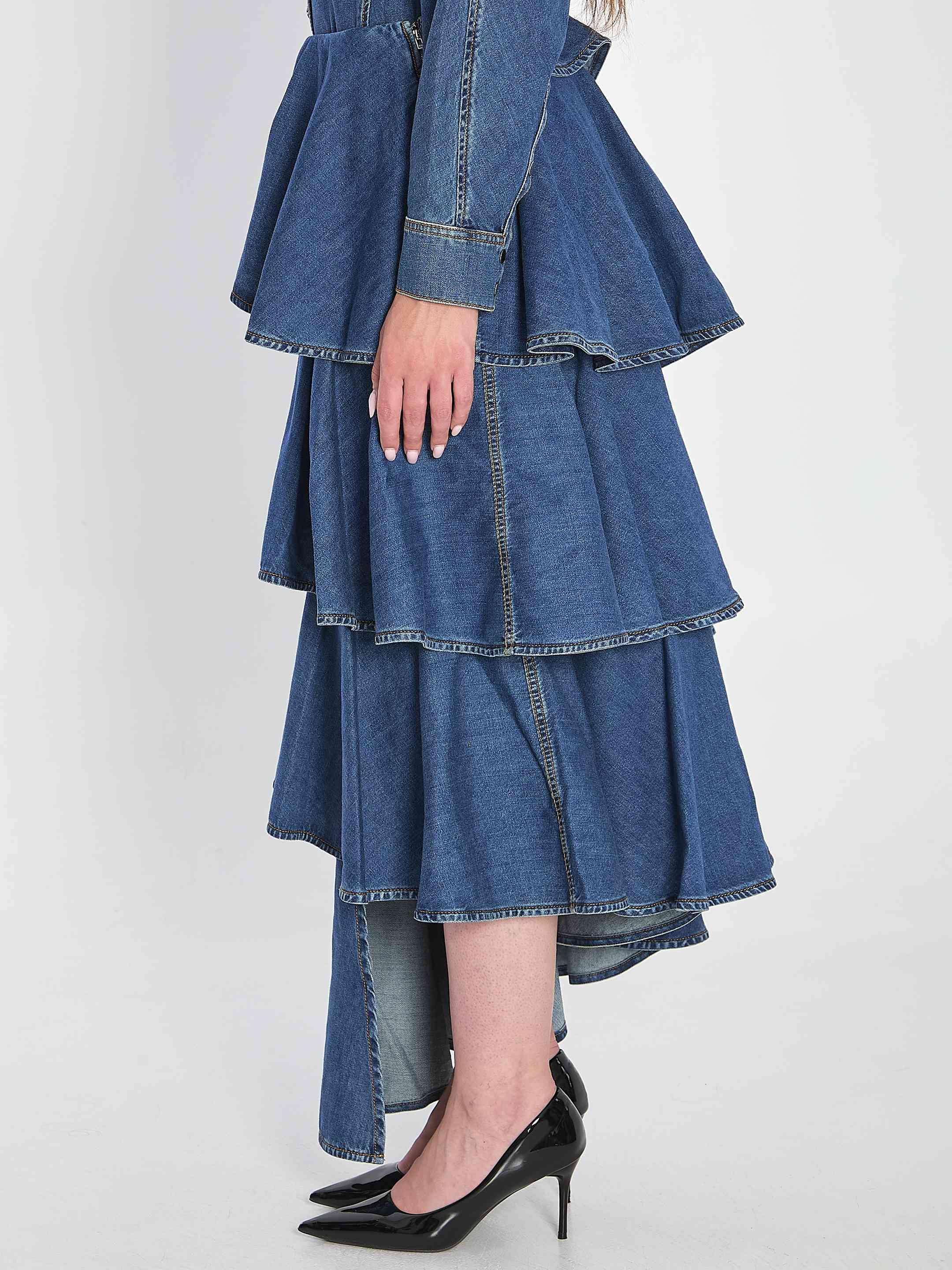 Alaia Women Spiral Skirt In Denim - 3