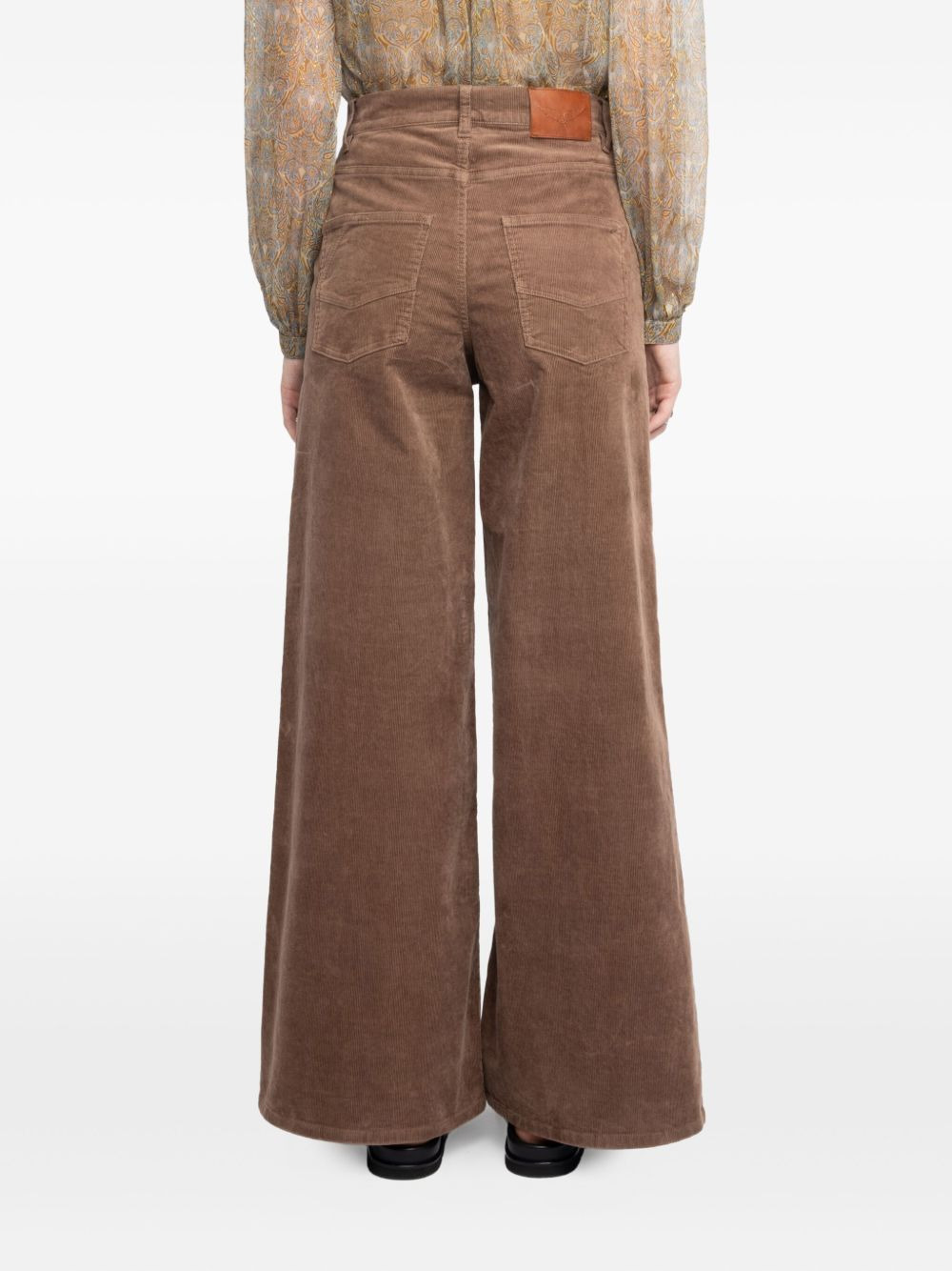 logo-patch wide-leg trousers - 4