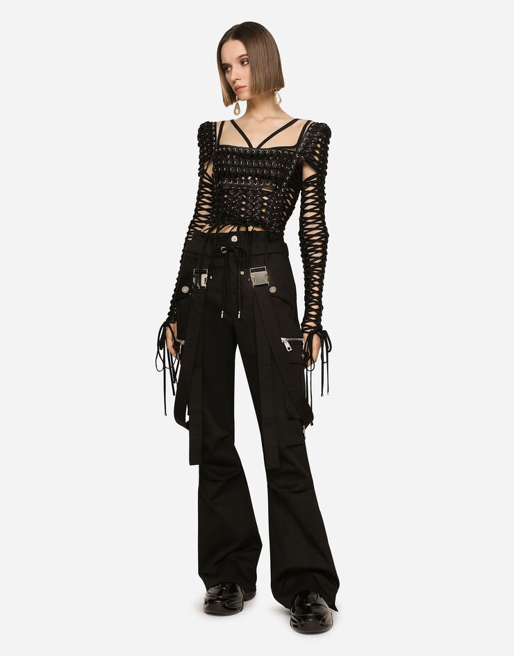 Stretch drill cargo pants with suspenders - 2