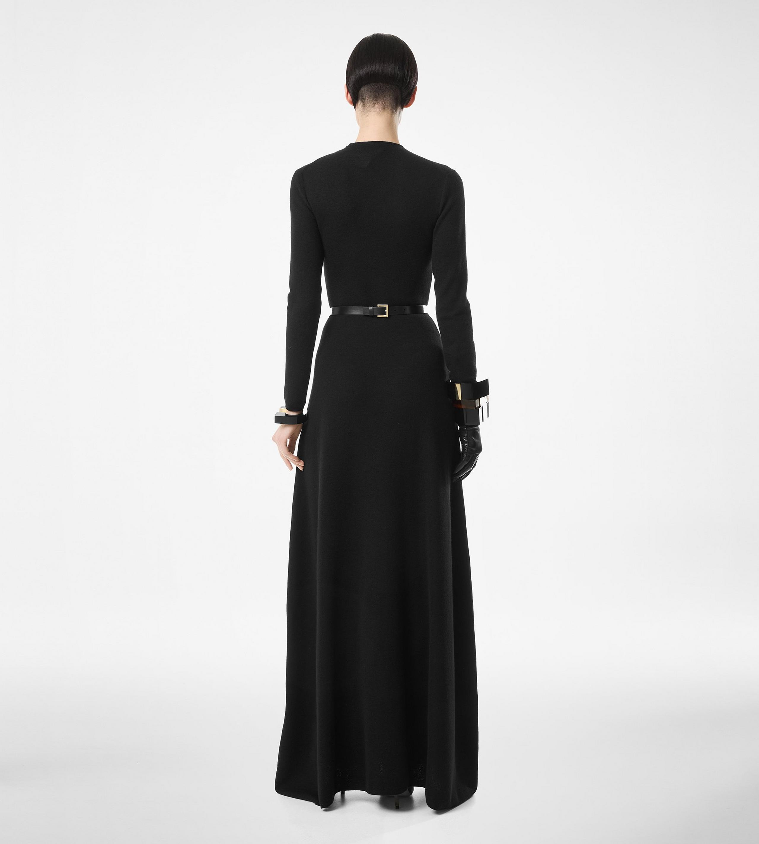 FULL NEEDLE FINE CASHMERE SILK CREWNECK COLUMN DRESS - 3