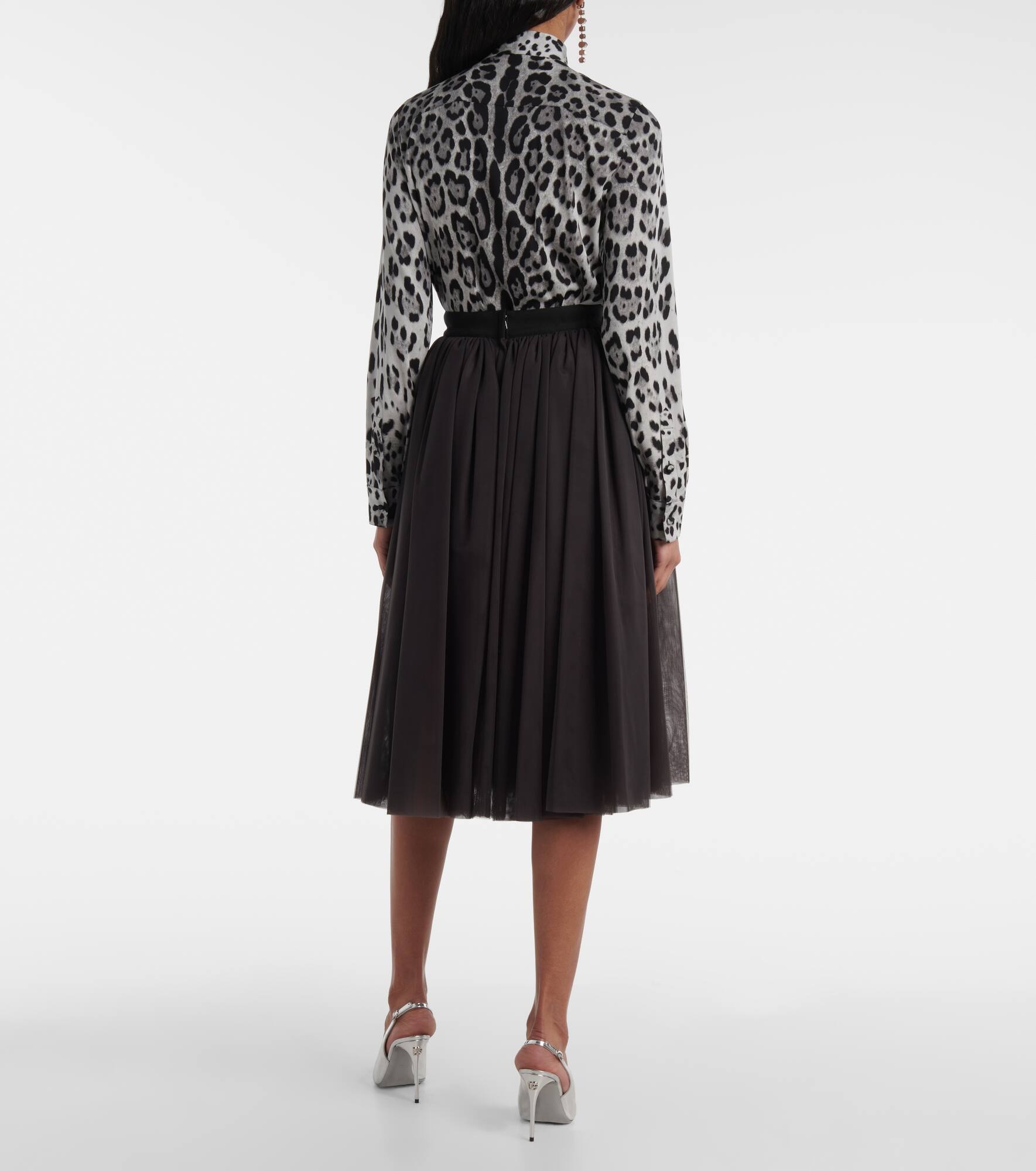 Gathered tulle midi skirt - 3