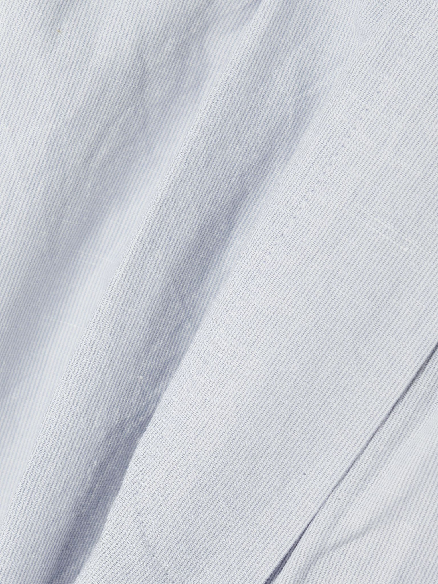 Jana striped cotton and linen-blend shorts Blue - 4