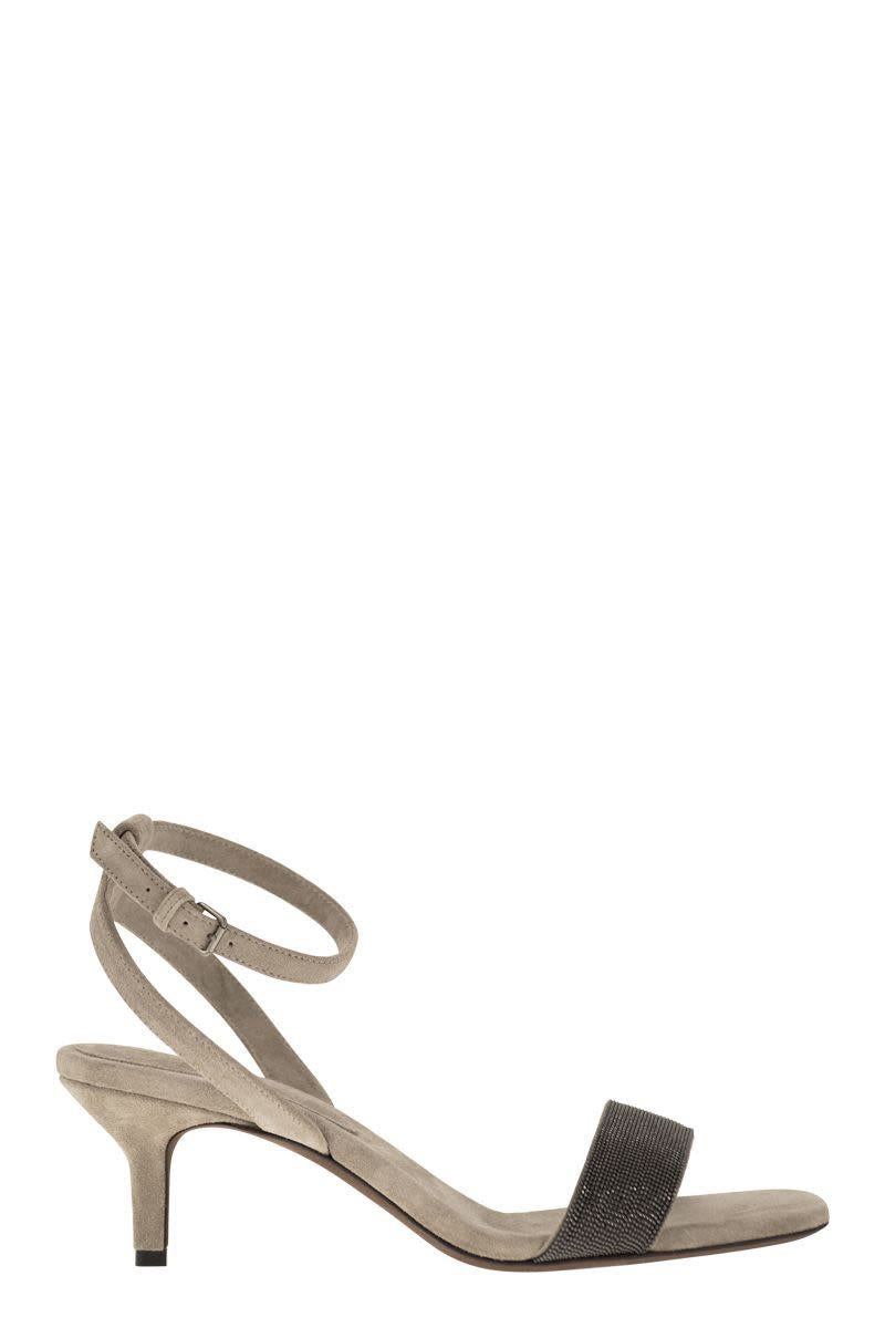 BRUNELLO CUCINELLI SUEDE SANDALS WITH PRECIOUS INSERT - 1