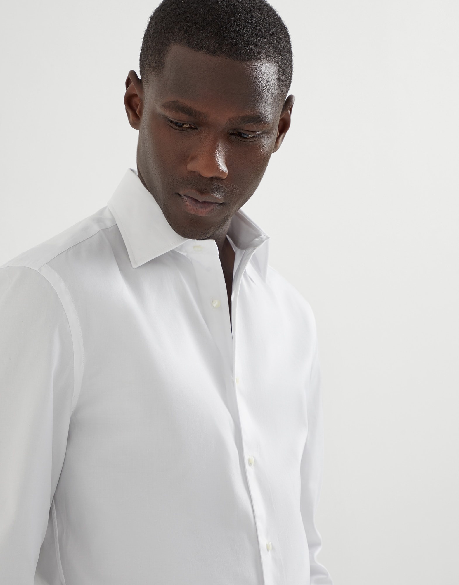 Sea Island cotton twill slim fit tuxedo shirt with spread collar - 3