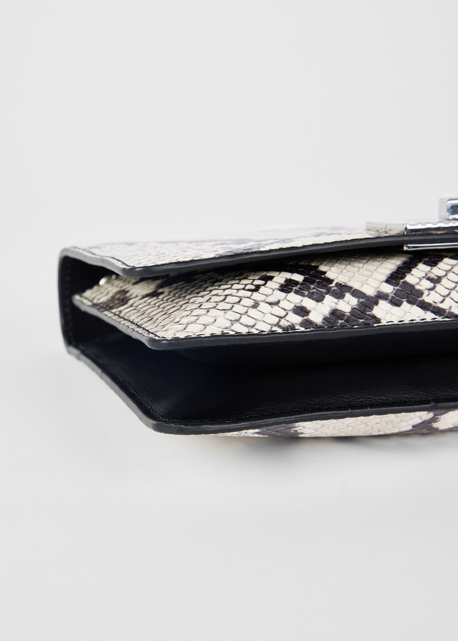 White Snakeskin Leather Chain Evening Bag - 4