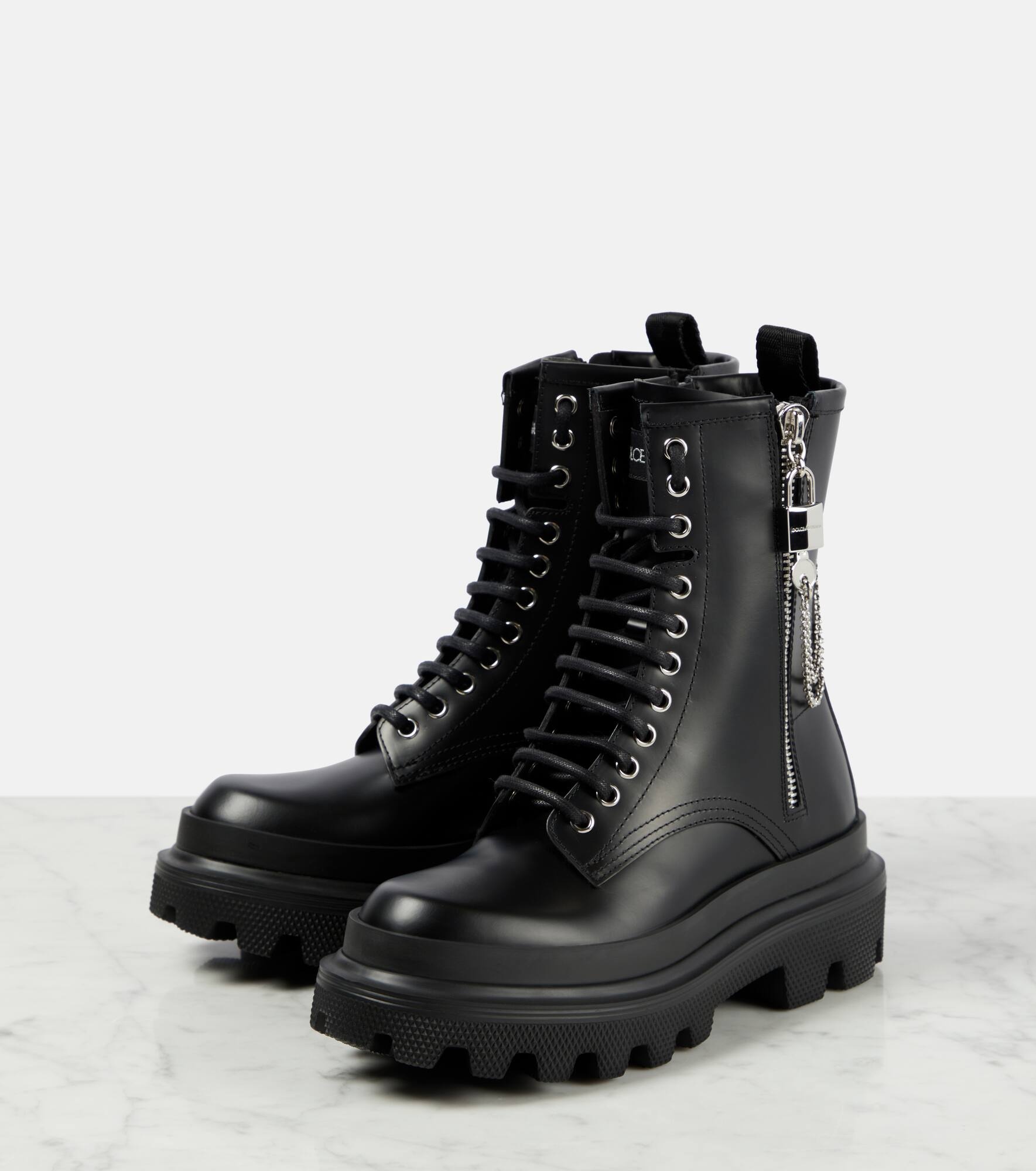 Leather combat boots - 5