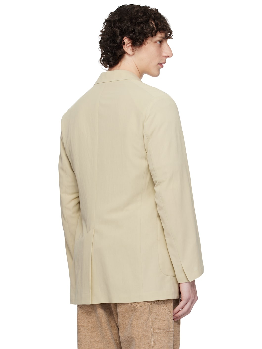 Khaki Light Cotton Wool Viyella Blazer - 3