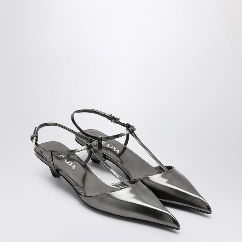 Prada Anthracite Grey Patent Leather Slingback Pumps Women - 1