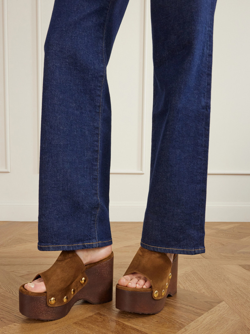 Gianvito Rossi 60 Studded Suede Platform Wedge Mules outlook