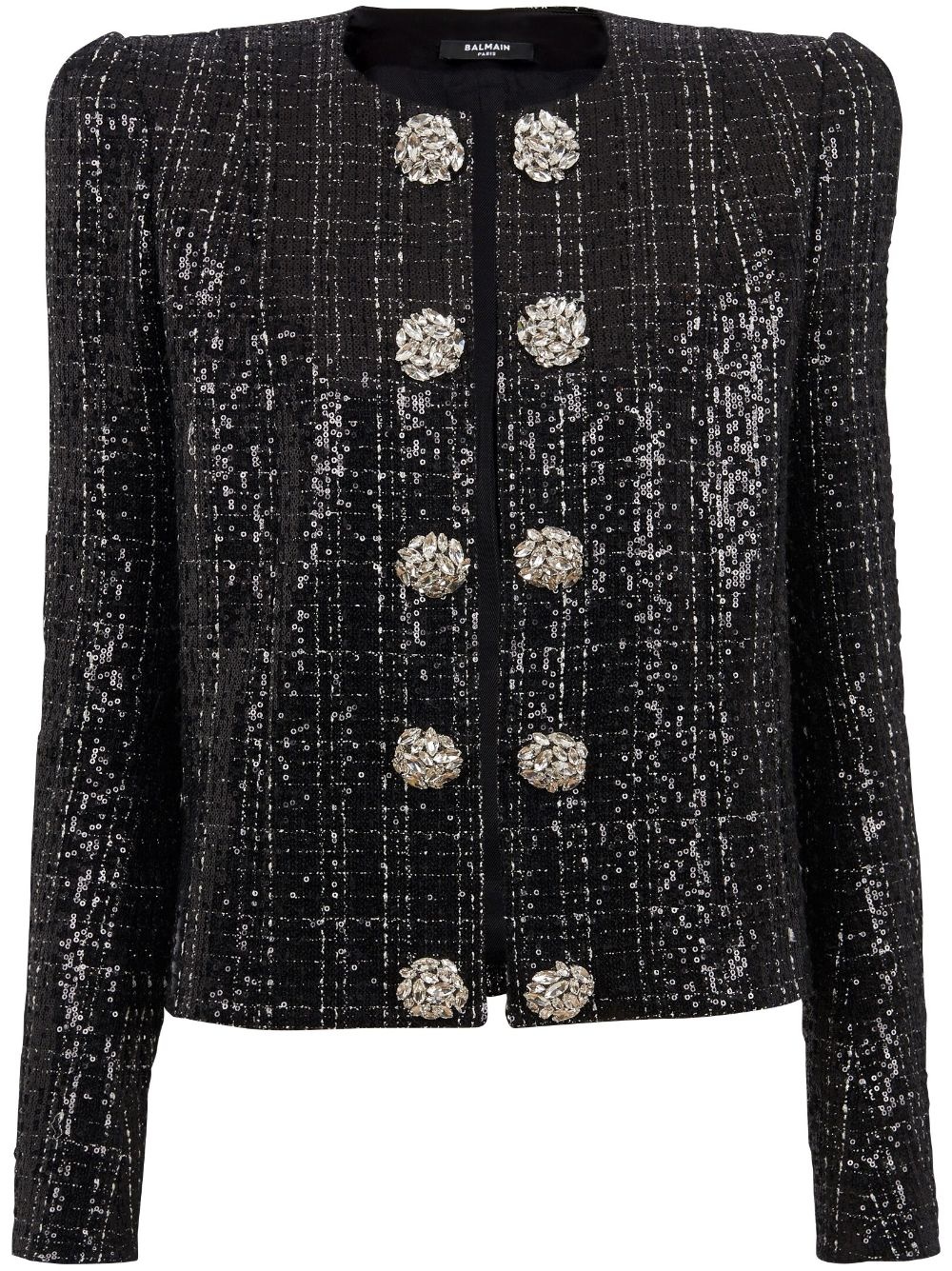 sequin-embellished tweed jacket - 1