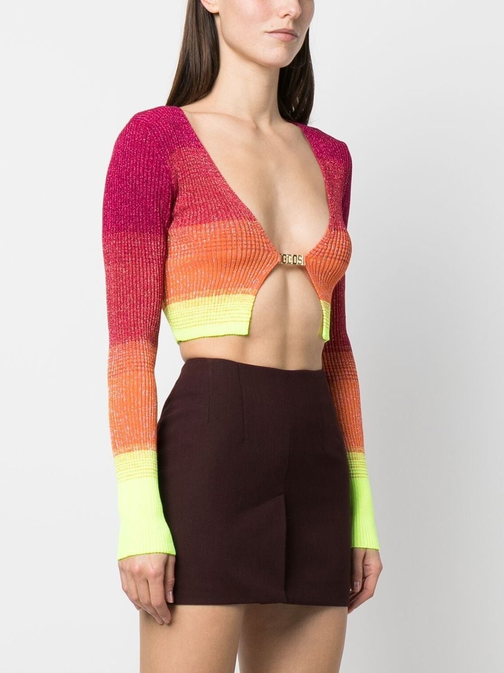 degradé-effect lurex cropped cardigan - 3