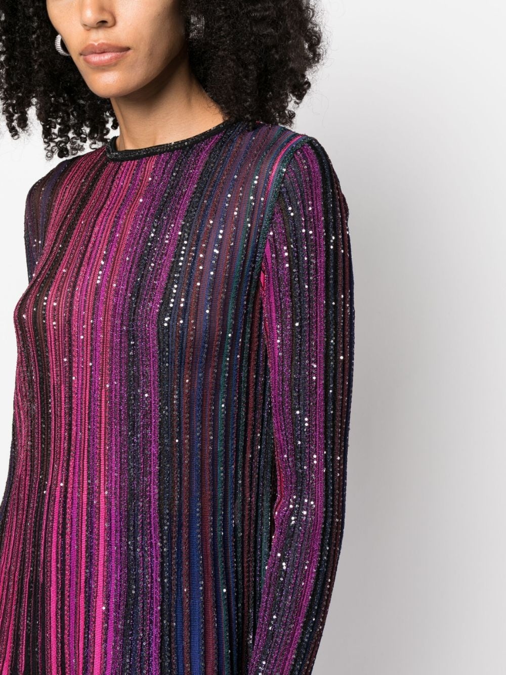 sequin-embellished striped jumper - 5