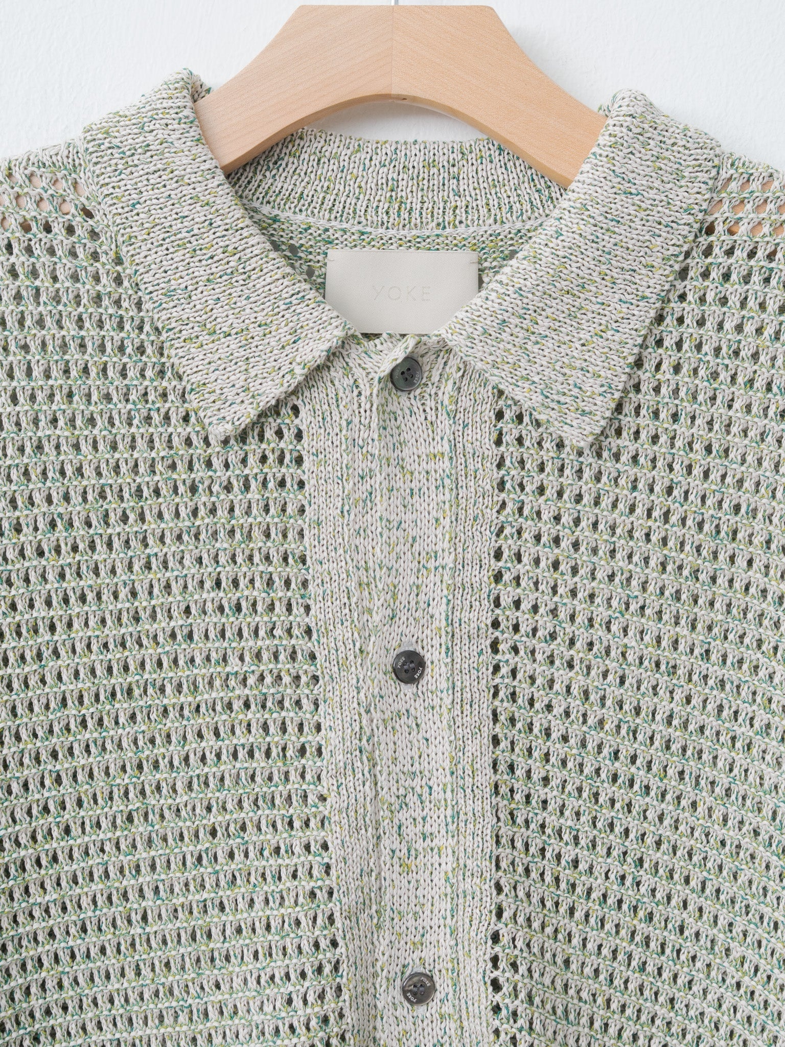 トップス YOKE25SS MESH KNIT SHIRT CARDIGAN 25S/S】【YOKE ヨーク】 MESH KNITTED SHIRT CARDIGAN / PURPLE