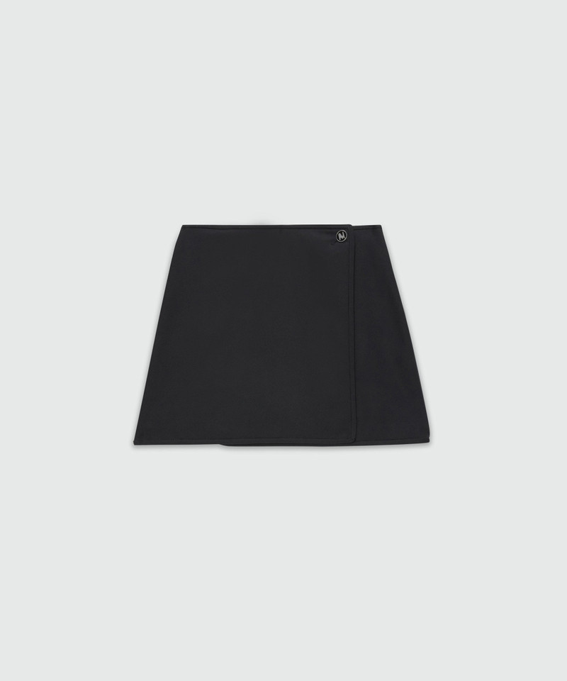 Black cady miniskirt with "TheMwave" detail 1