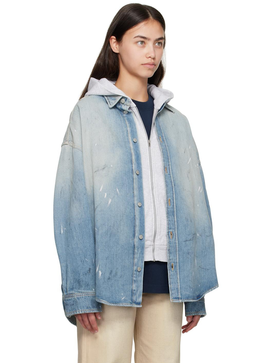 Blue Button-Up Denim Shirt - 2