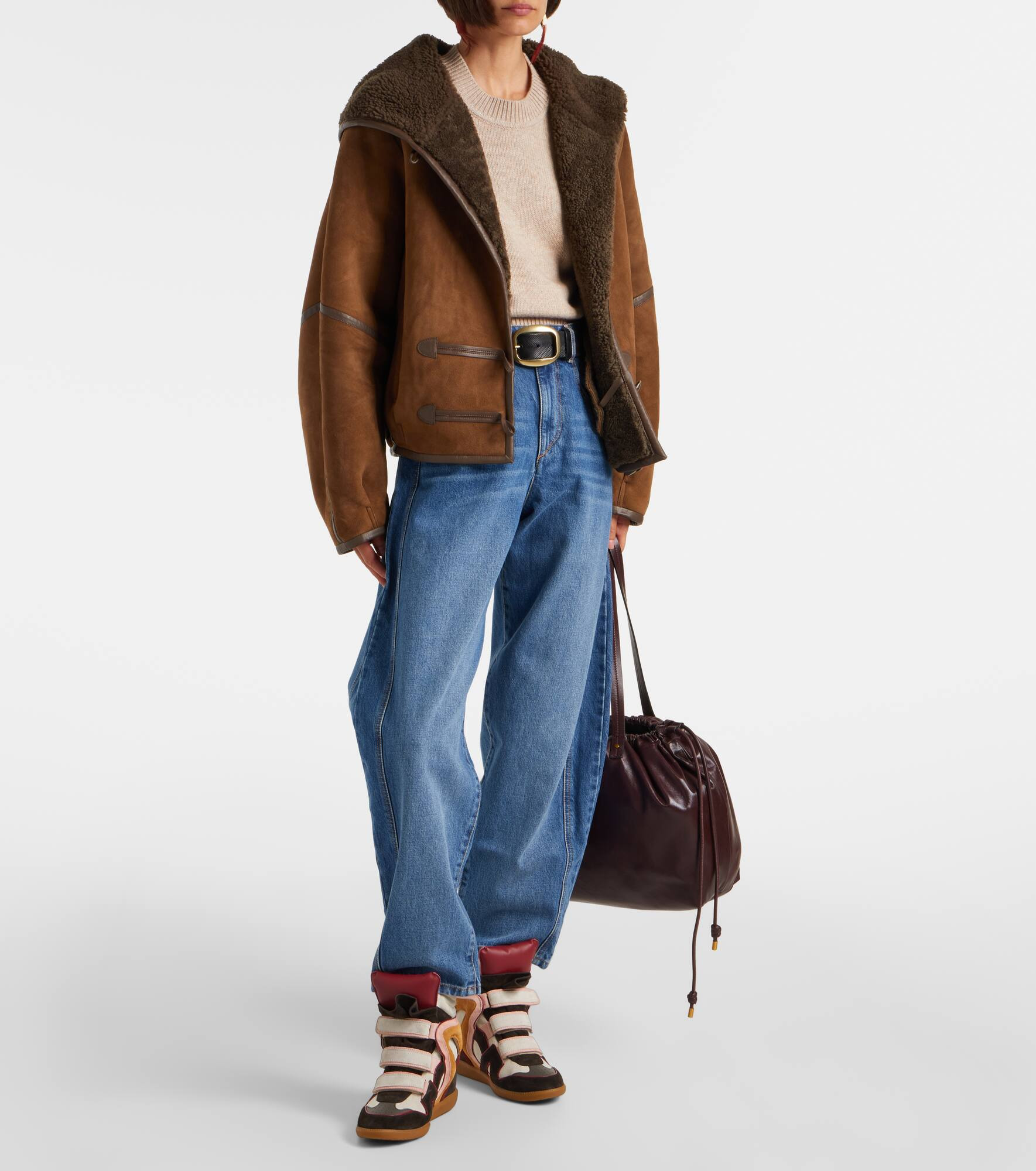 Bekett suede and leather wedge sneakers - 3