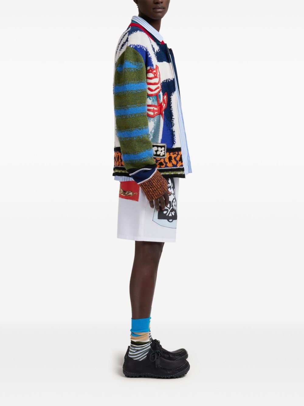 graphic-knitted cardigan - 5