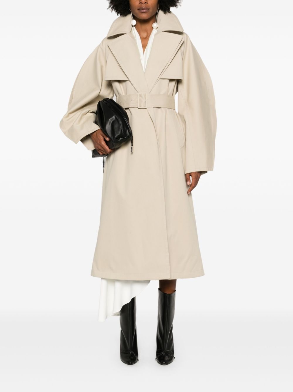slit-detail trench coat - 2
