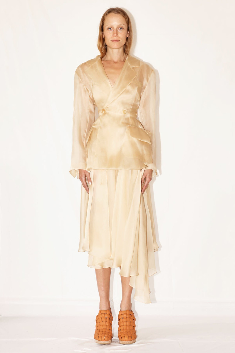 FITTED ORGANDY JACKET WITH BACK CUTOUT BEIGE 3