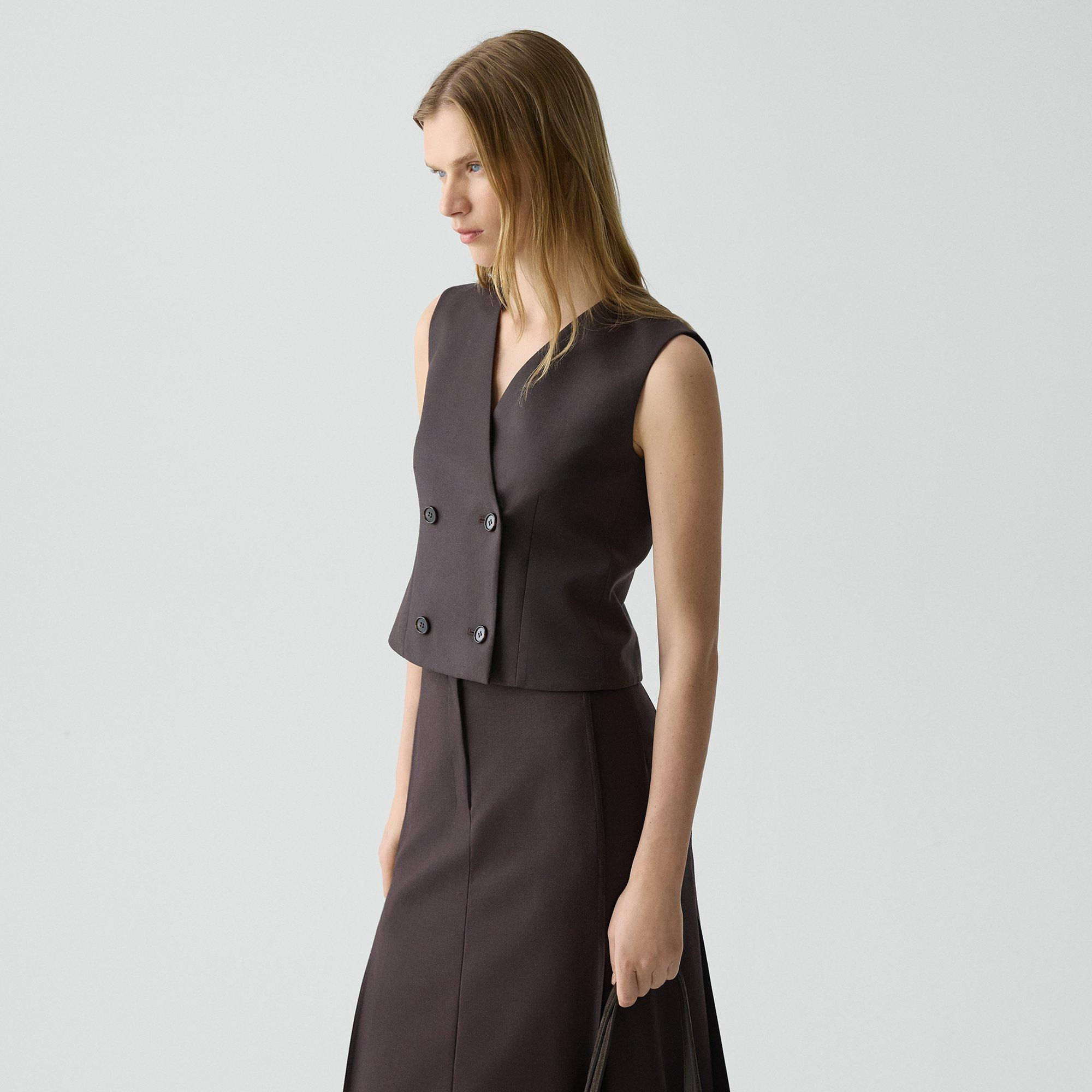 Shrunken Double-Breasted Vest in Sleek Flannel - 3
