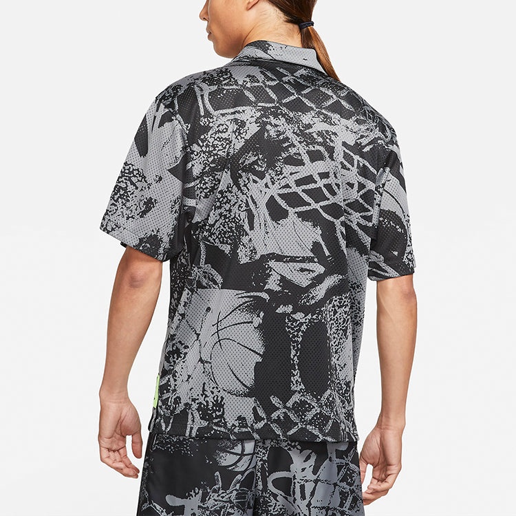 Air Jordan Flight Knitting Printing Wide Loose Basketball Short Sleeve Shirt Men's Black CZ4736-010 - 6