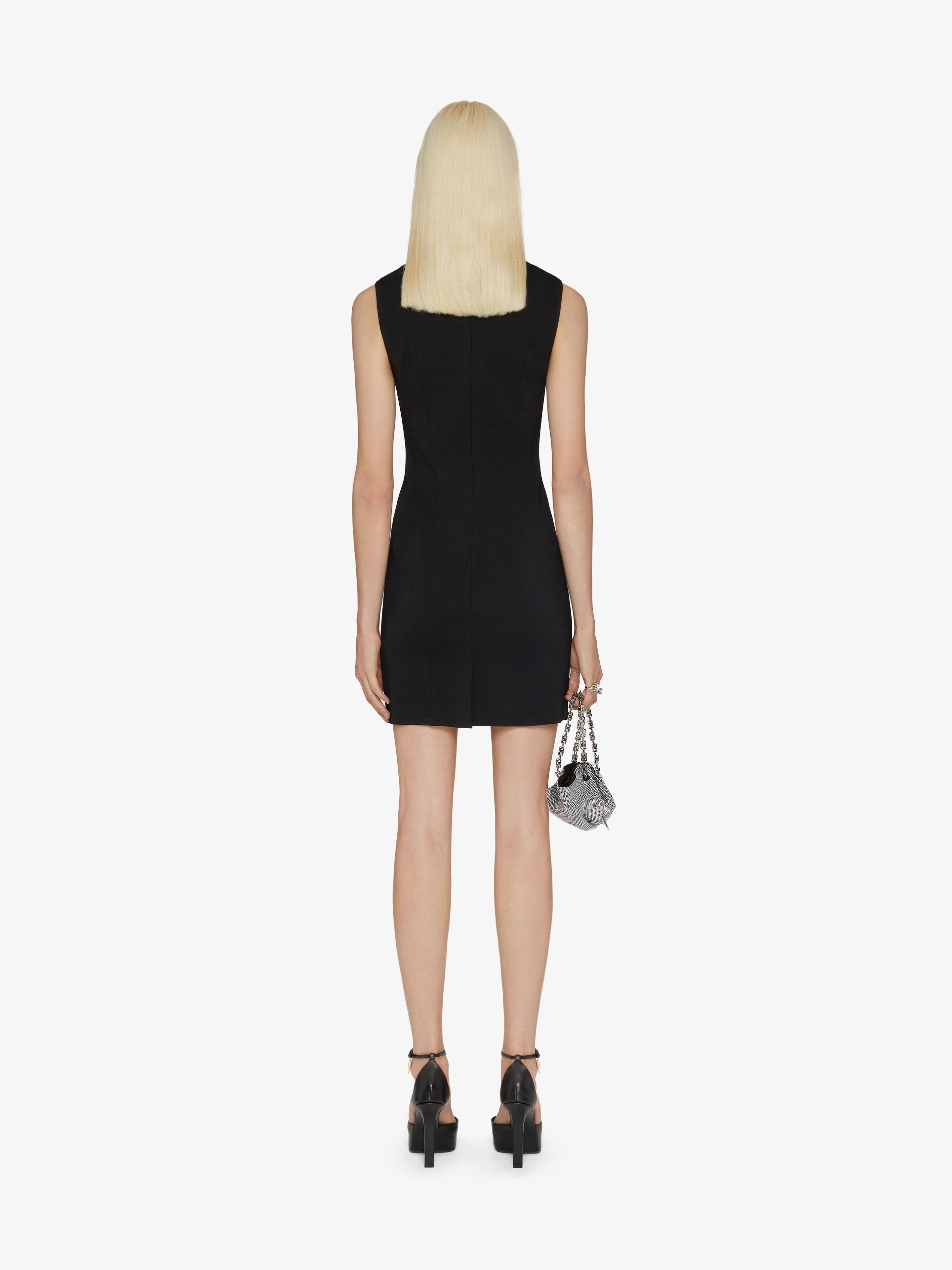 MINI DRESS IN VISCOSE WITH PEARL EMBROIDERY - 4